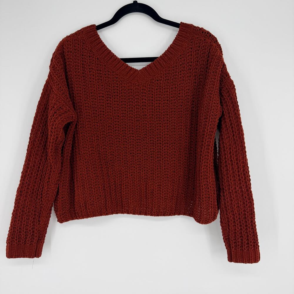 GARAGE Chenille Cropped Chuncky Knit Pullover Sweater Womens XS